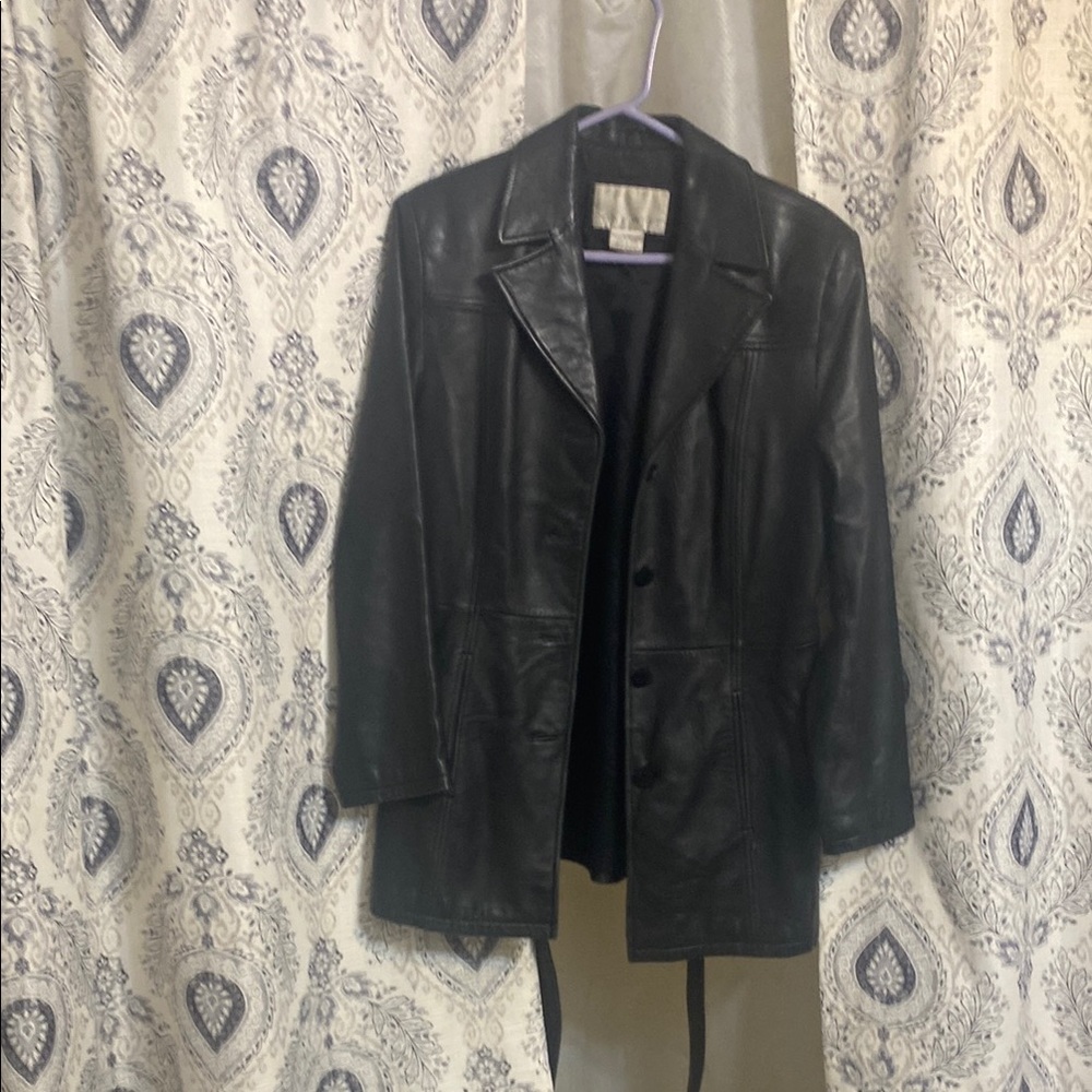Nine West Black Leather Jacket Tailored Fit